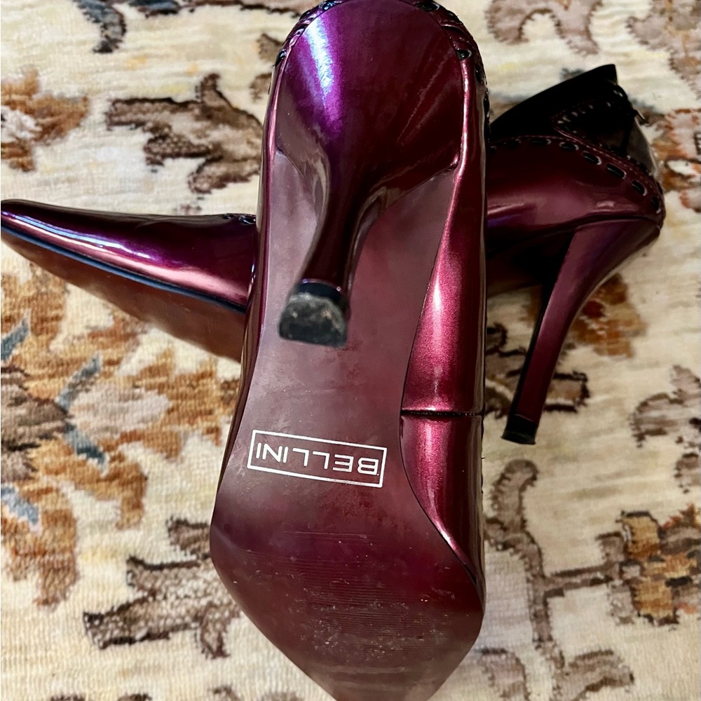 Bellini TATA Women's Patent glossy Burgundy Heels Size 7 M - Picture 3 of 5